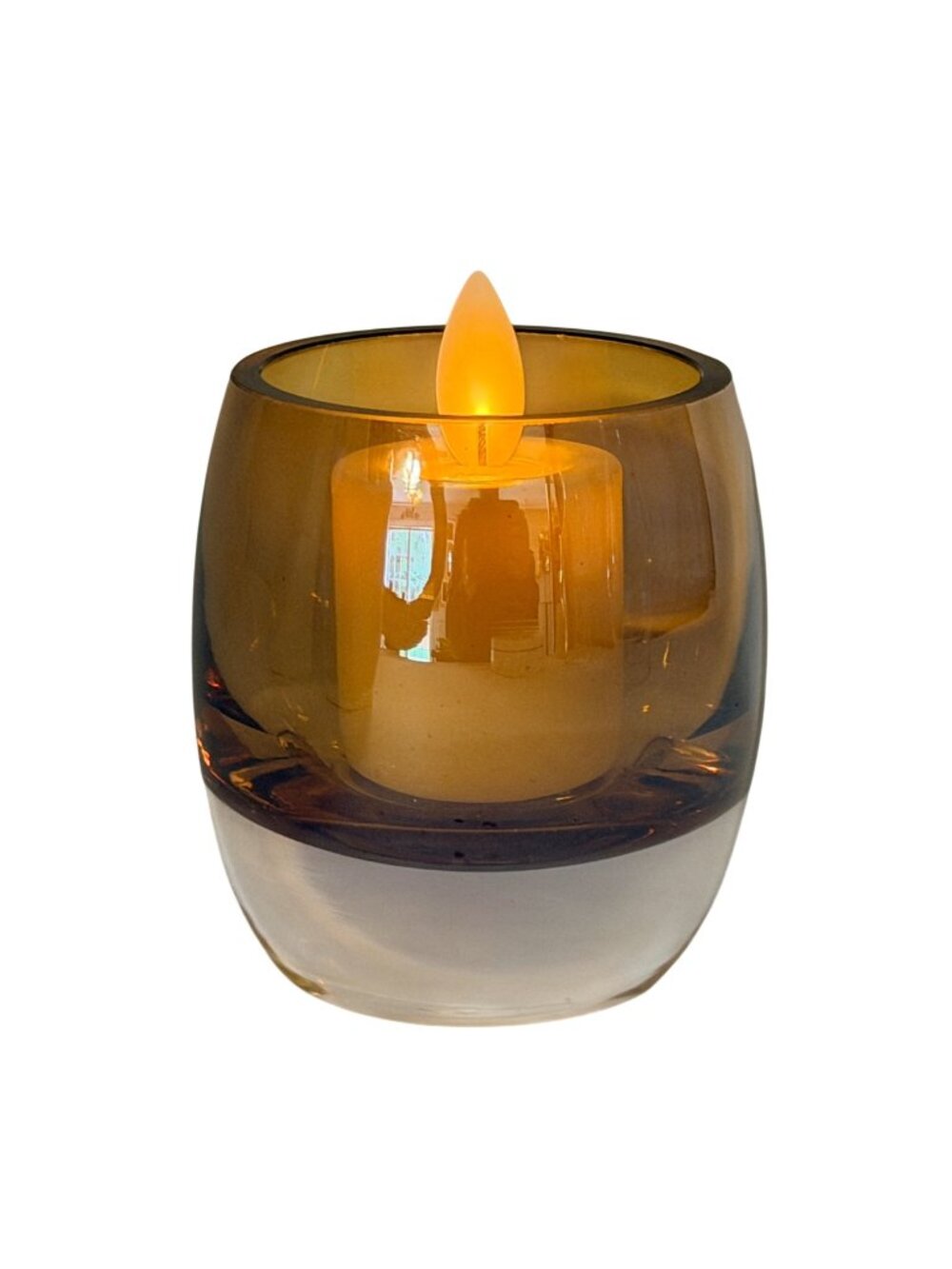 Retired Mikasa Amber Glass Votive Candle Holder